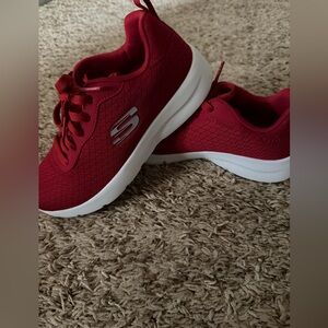 Skechers Women's Red Sneakers with White Sole